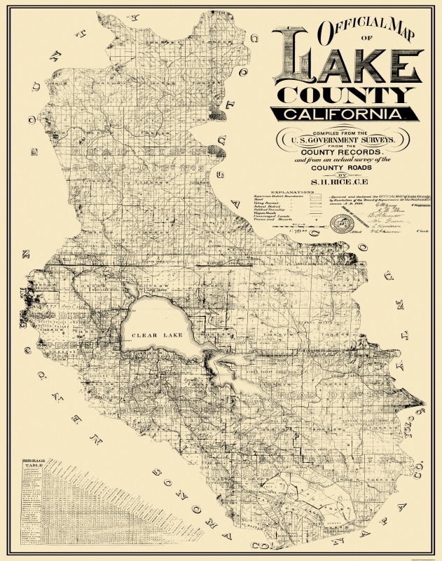 Old County Map Lake California Landowner 1892