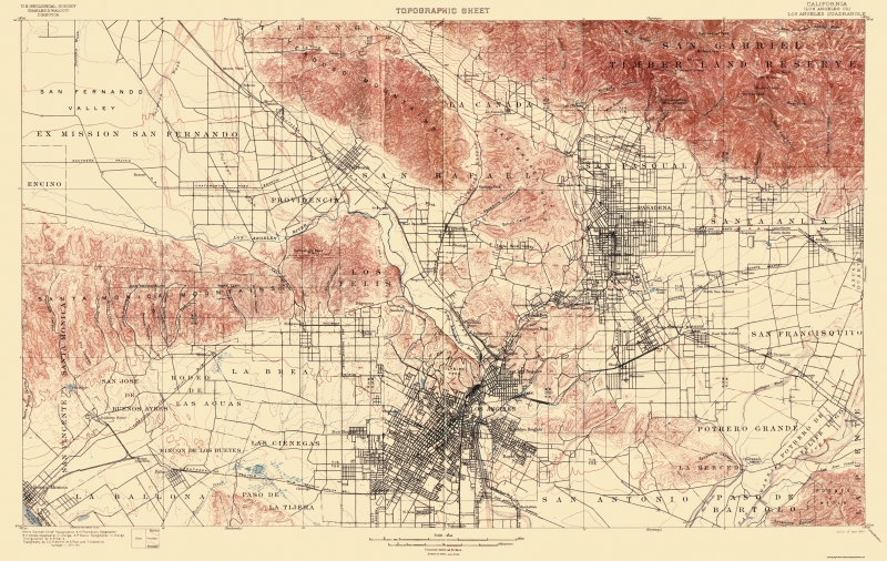 Old Topographical Map Los Angeles California 1900