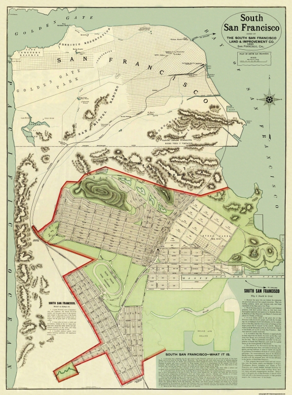 Old City Map San Francisco South California 1890