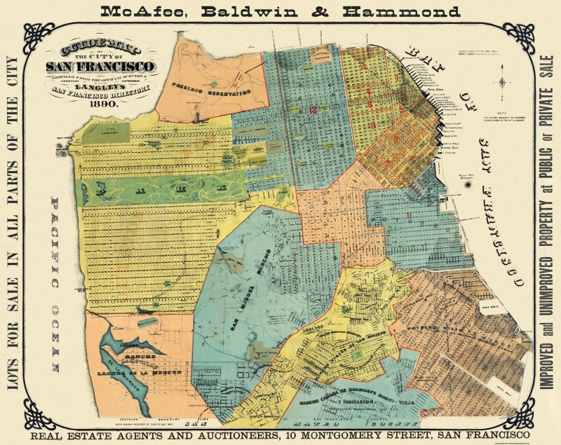 Old City Map San Francisco California Guidemap 1890