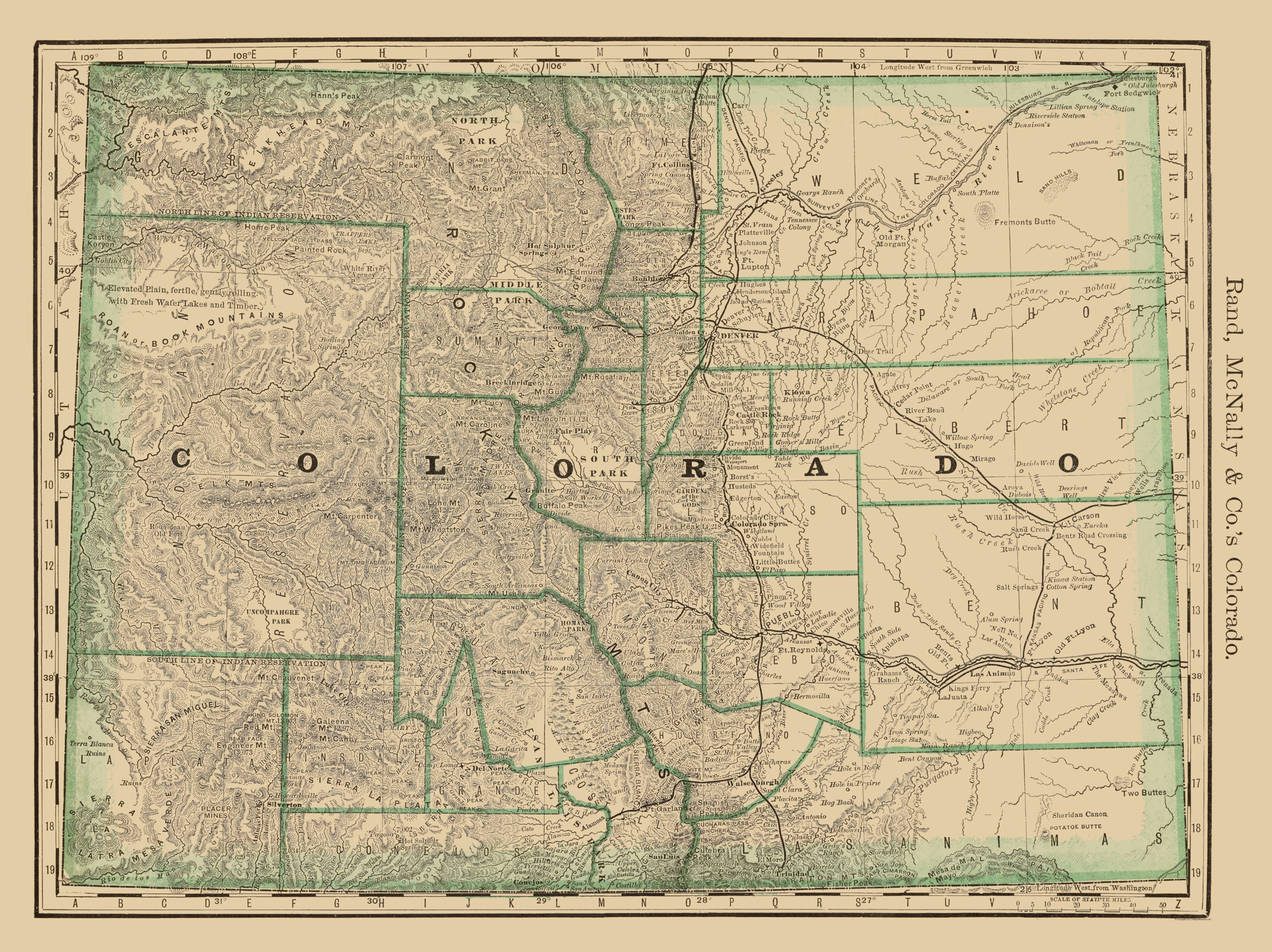 Rand McNally 1879-23 x 36.56 Old State Map Florida 