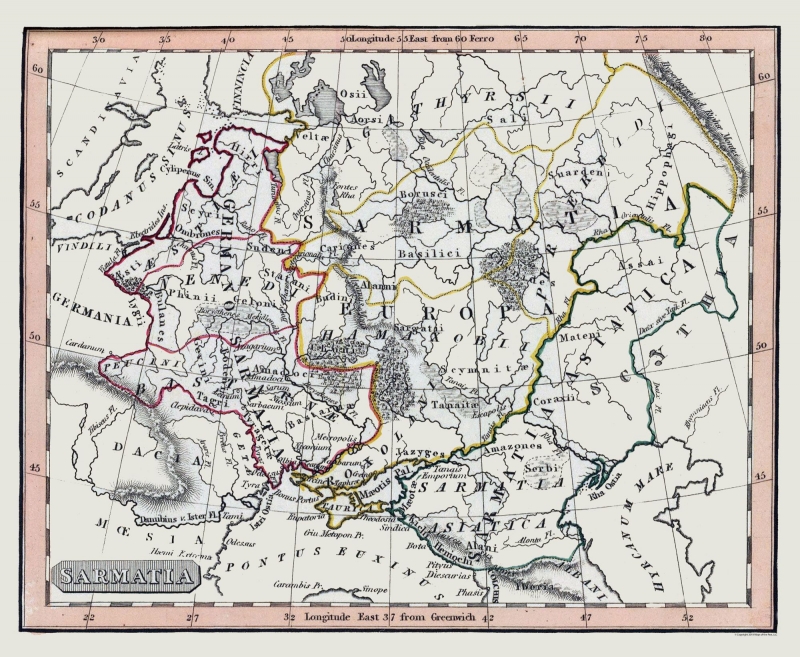 Old International Maps Sarmatia Middle East Fenner 1830