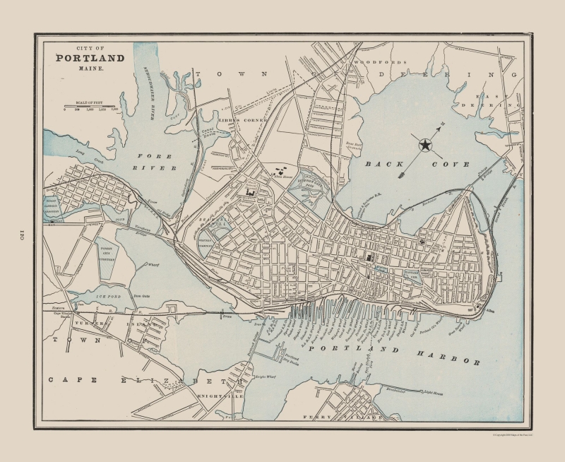 Historic City Maps Portland Maine Cram 1892 28 13 X 23