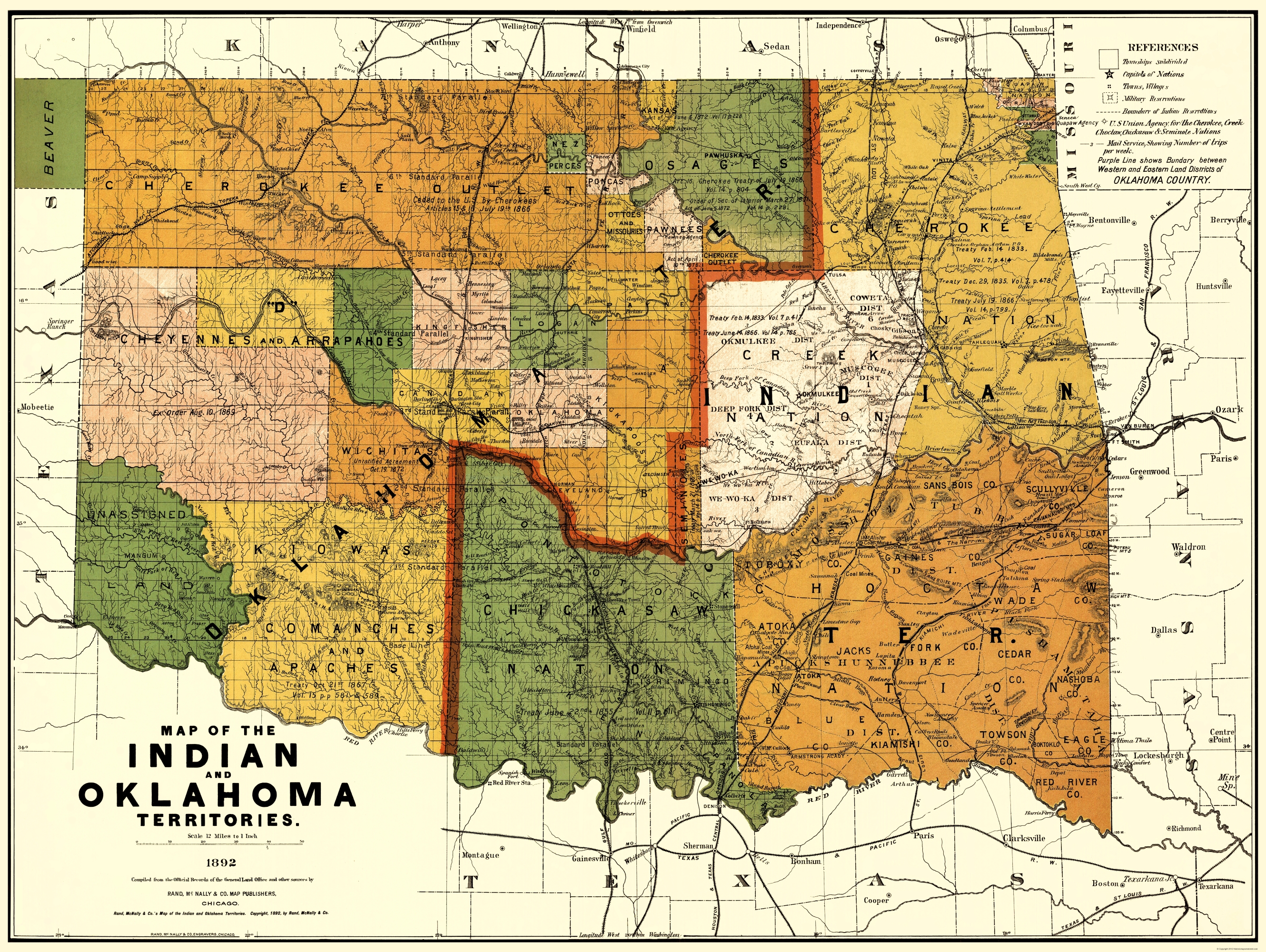 1891 Panoramic Map of Ardmore Indian Territory Oklahoma