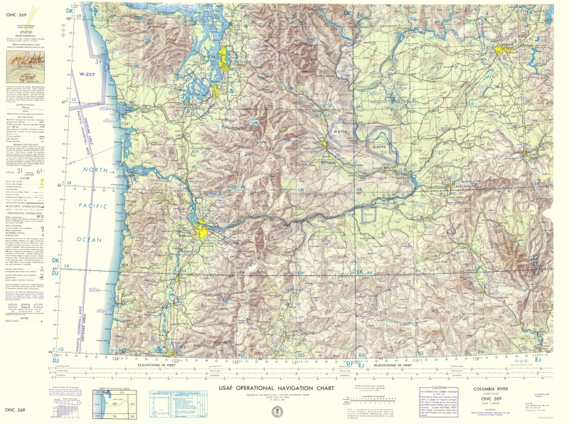 Topographical Map Columbia River 1962