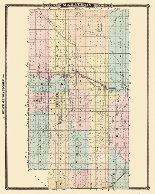 1864 WI MAP LAFAYETTE LANGLADE LINCOLN MANITOWOC MARATHON COUNTY History HUGE 